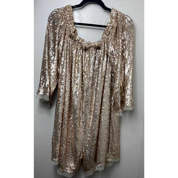 Free People Gold Sequin Romper - Picture 3 of 14